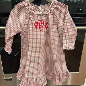 Sweet Dreams - Girls Christmas Plaid Nightgown w/Custom Monogram (CCR)-Size: 12M